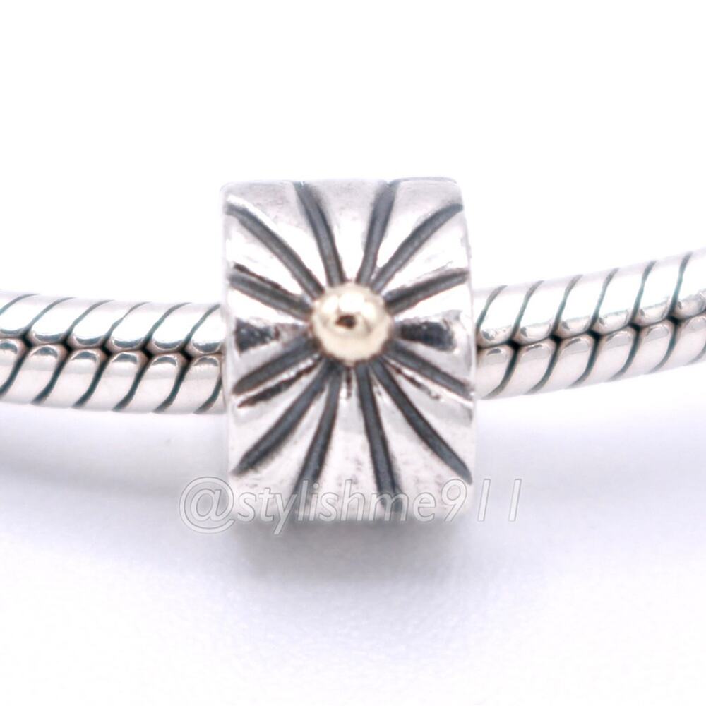 Authentic PANDORA Retired Silver Sunburst Clip with 14K Gold - 790216